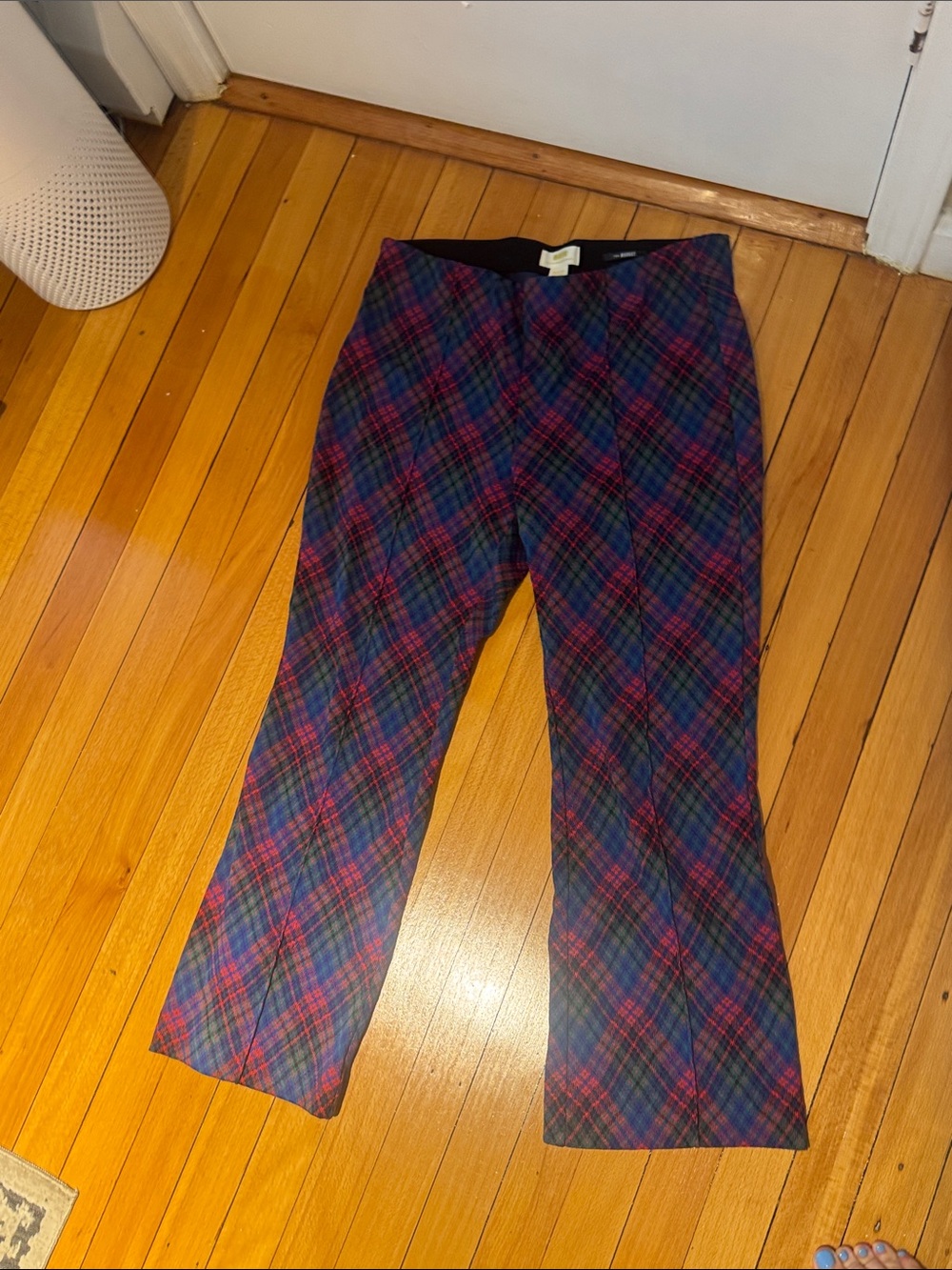 Maeve Plaid Boot-Cut kick flare Pants in Blue, Red & Green
